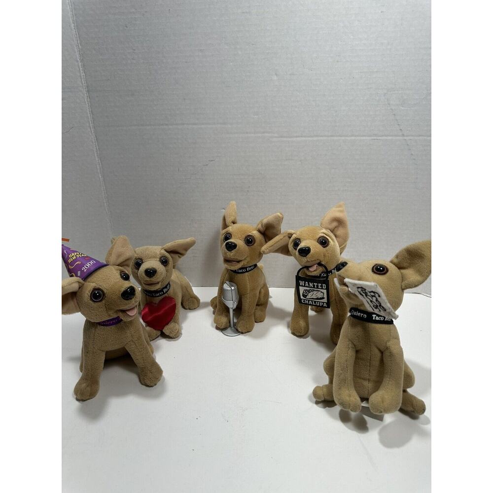 Lot‎ Of 5 TACO BELL Chihuahua Dog Plush Promo Toy stuffed Vintage 90’s Yo Quiero